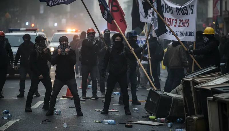 Illustration of militancy: Aggressive support for a political cause.