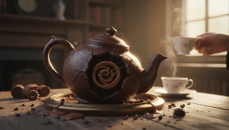 Illustration of chocolate teapot: Something useless or impractical.