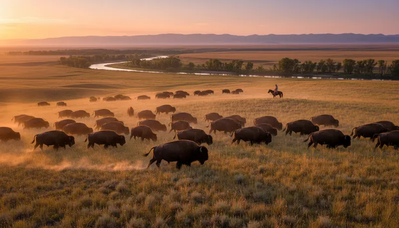 Illustration of prairie: A large area of flat grassland.