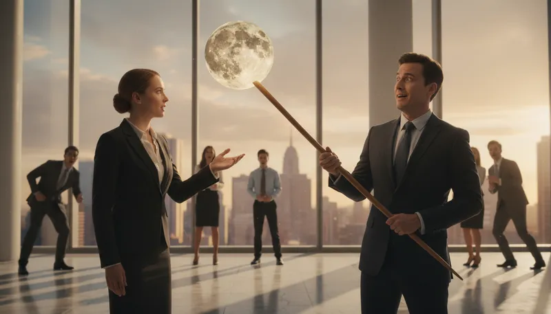 Illustration of the moon on a stick: An unrealistic or unattainable desire.