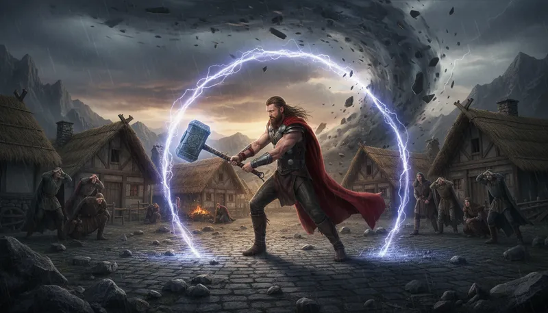 Illustration of thor: Norse god of thunder and strength.
