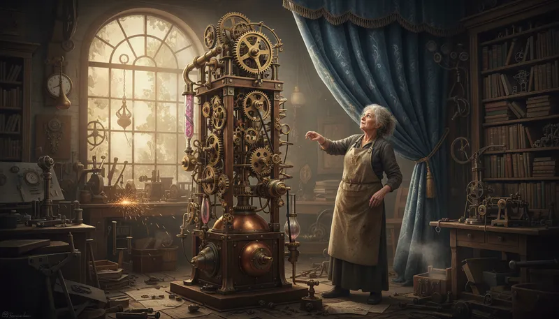 Illustration of contraption: A complicated or mechanical device.