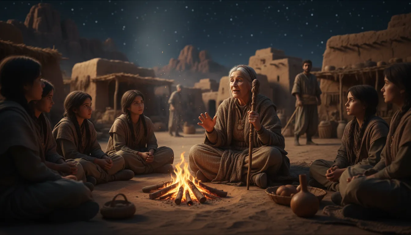 Illustration of oral literature: Stories, poems, and songs passed down by speaking rather than writing.