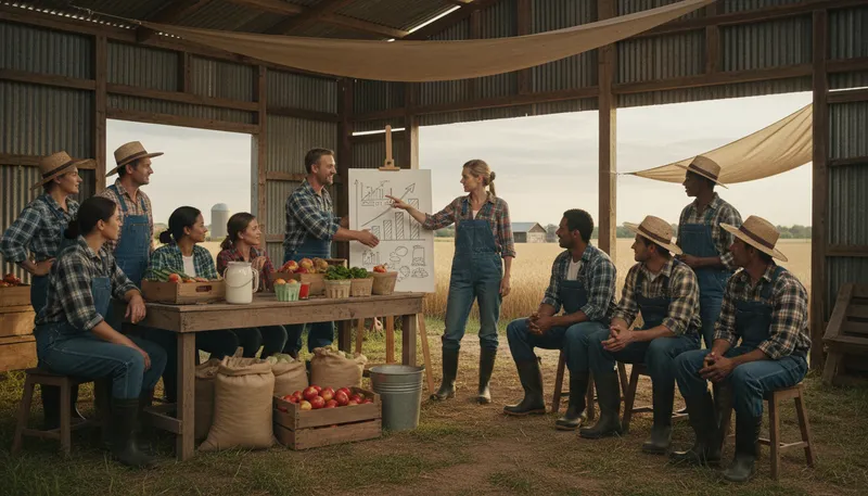 Illustration of cooperative: a business owned and operated by a group