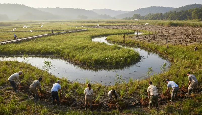 Illustration of ecologically: In a way that relates to the environment.