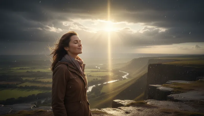 Illustration of sunbeam: A ray of sunlight shining down.