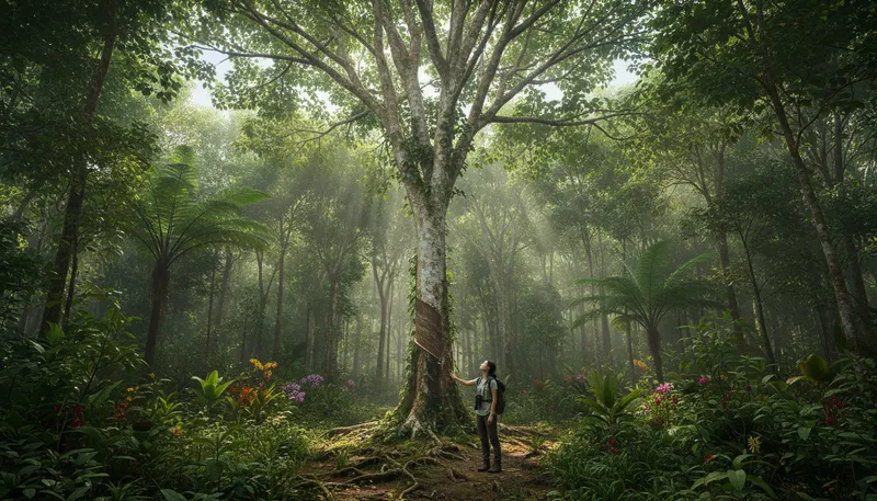 Illustration of rubber: a type of tree (rubber tree)