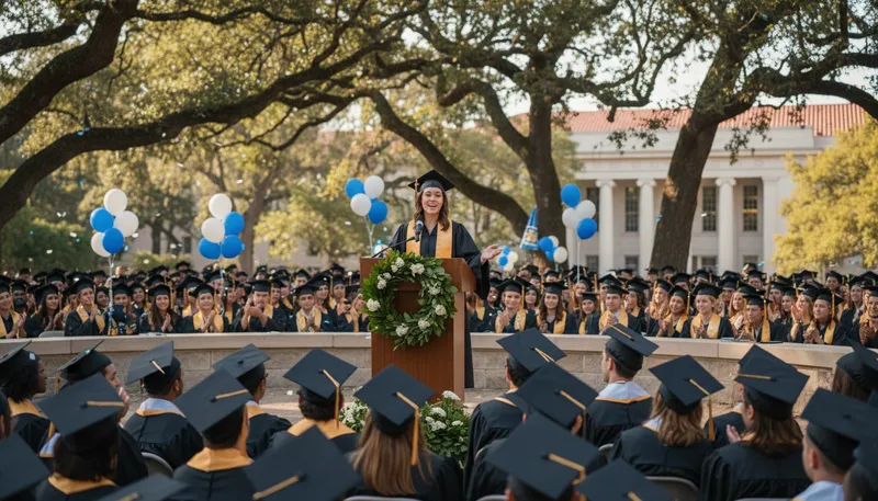 Illustration of valedictorian: the top student in a graduating class.