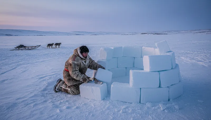 Illustration of eskimo: Indigenous people of the Arctic regions.