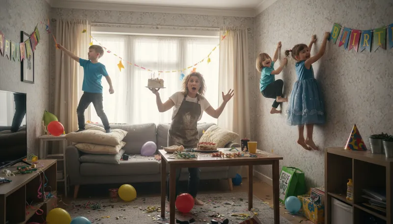 Illustration of up the walls: to be very excited or agitated