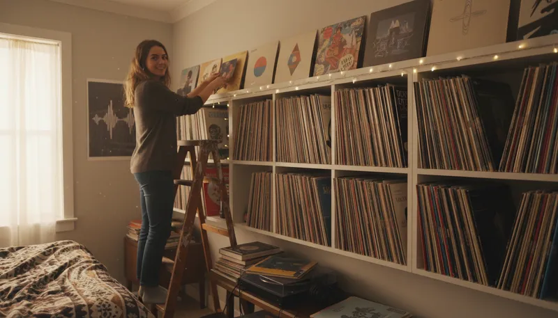 Illustration of lps: Vinyl records used for music playback.