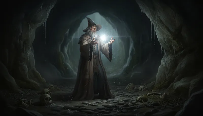 Illustration of wizard: A person skilled in magic or sorcery.