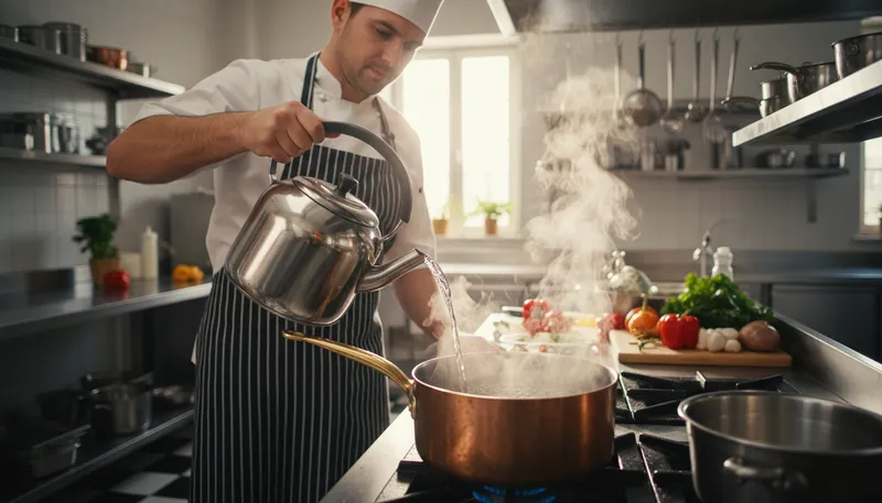 Illustration of saucepan: A deep cooking pan with a handle.