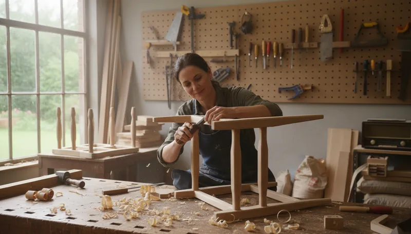 Illustration of handcraft: Making items by hand with skill.