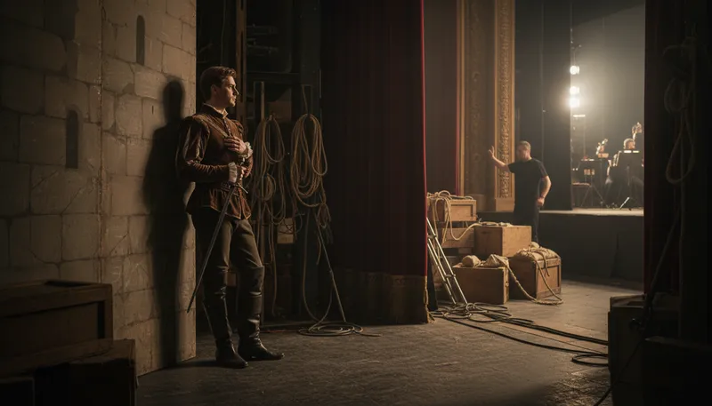Illustration of offstage: Not visible to the audience in a performance.