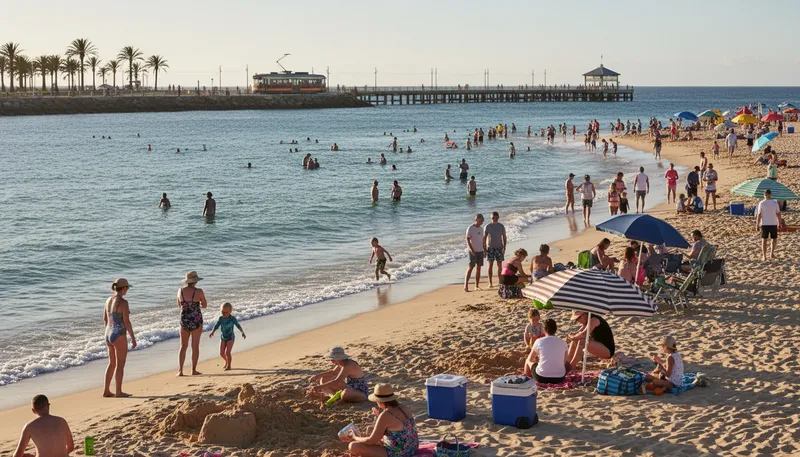 Illustration of glenelg: a coastal suburb known for beaches.