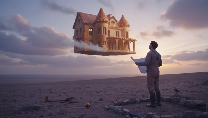 Illustration of pie in the sky: a dream or unrealistic idea