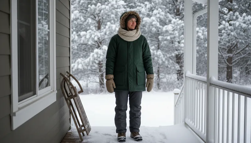 Illustration of outerwear: Clothing worn over other clothes for warmth.
