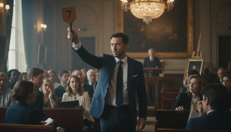 Illustration of bidder: A person who offers a price at an auction.