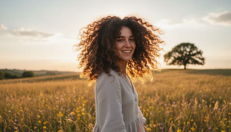 Illustration of frizzy: Curly and often unruly hair.