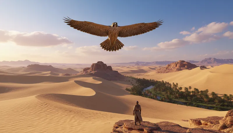 Illustration of horus: An ancient Egyptian god, often depicted as a falcon.