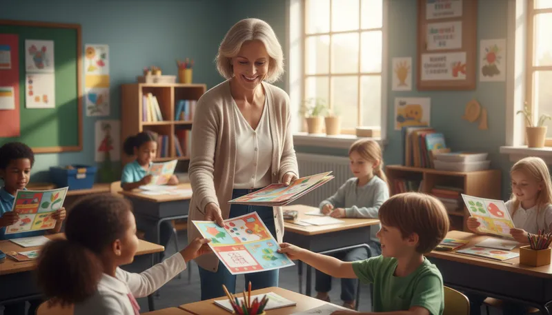 Illustration of schoolteacher: A person who teaches students in a school.