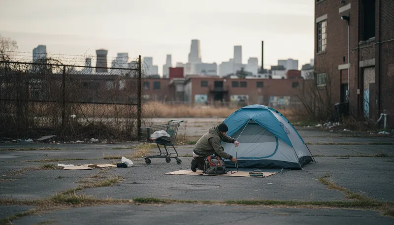 Illustration of squatter: A person occupying land without legal permission.