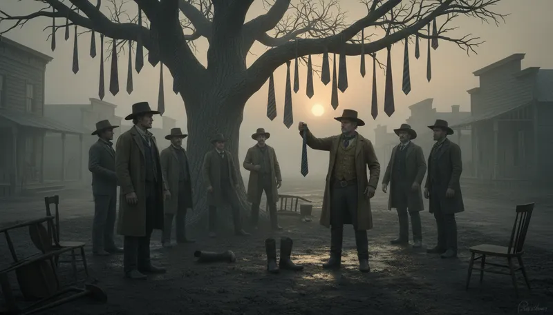 Illustration of necktie party: an execution by hanging