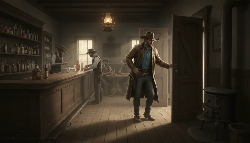 Illustration of saloon: A bar or pub, especially in the West.