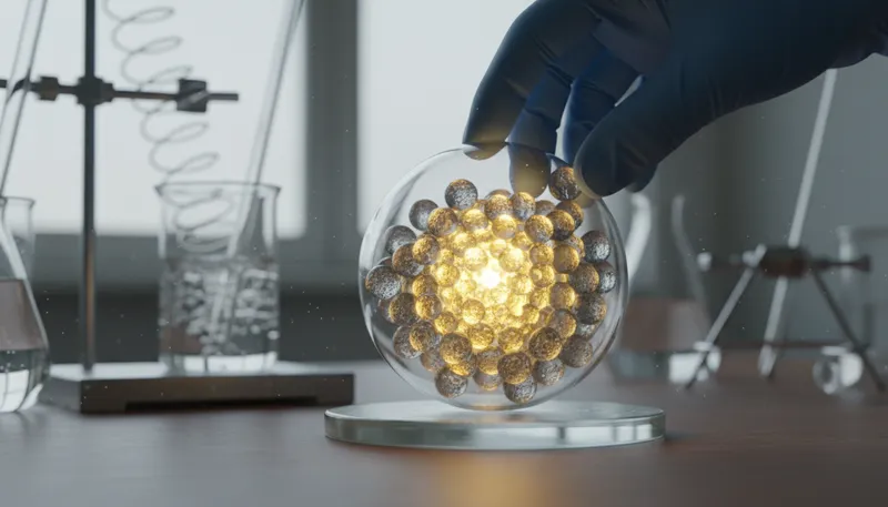 Illustration of neutron: A particle in an atom with no charge.