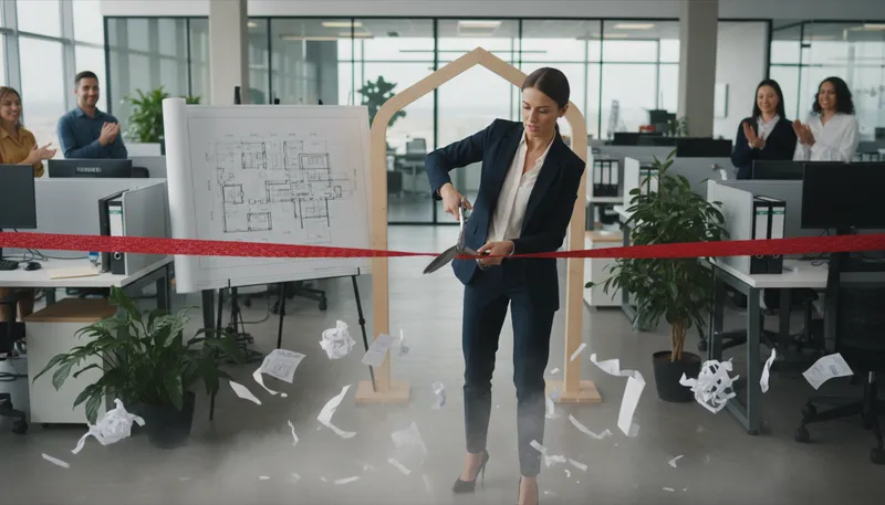 Illustration of cut red tape: To simplify bureaucratic procedures.