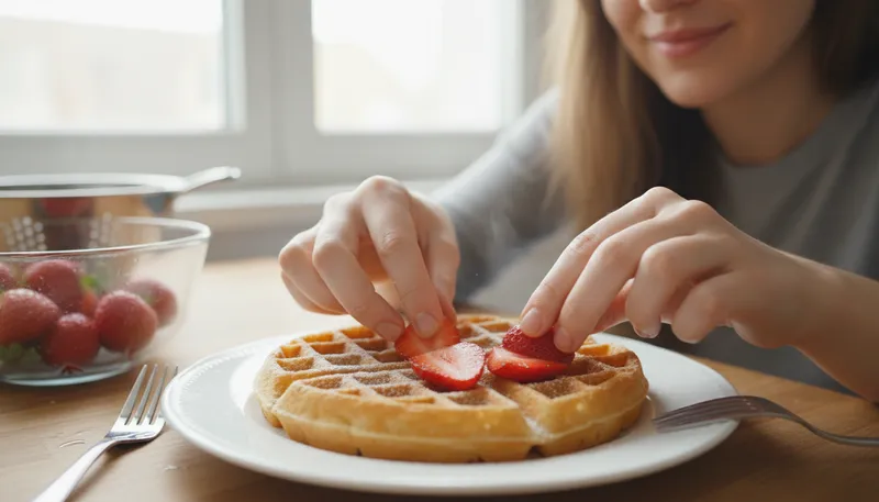 Illustration of waffle: A crisp cake with a grid pattern.