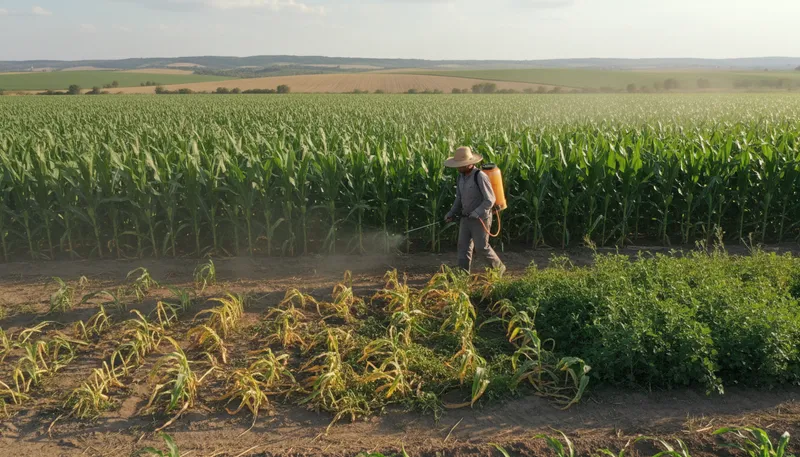 Illustration of glyphosate: a herbicide used to kill weeds.