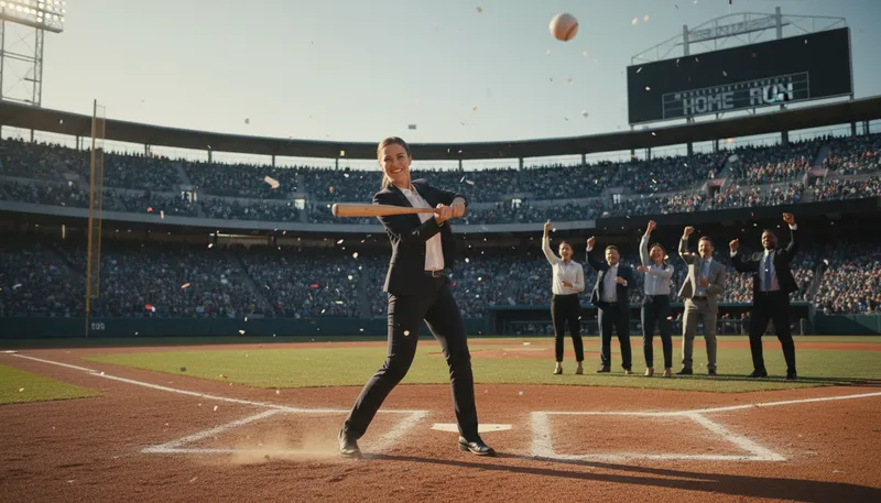 Illustration of hit one out of the ballpark: To achieve something extraordinary.