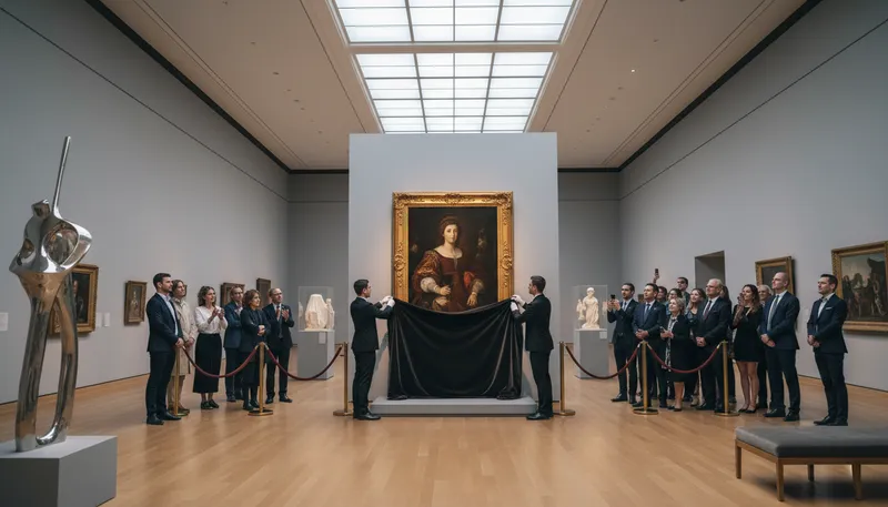 Illustration of exhibit: A public display of art or items.