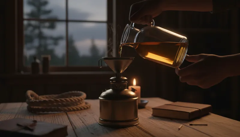 Illustration of kerosene: A flammable liquid used for fuel and lighting.
