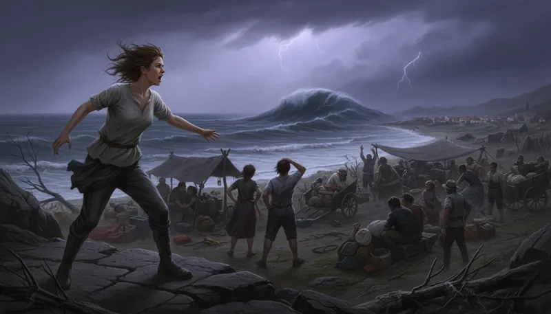 Illustration of cassandra: A figure who predicts doom but is ignored.