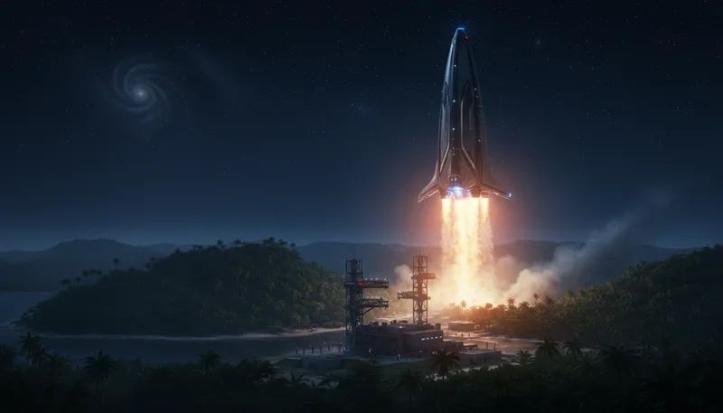 Illustration of starship: A spacecraft designed for traveling in space.