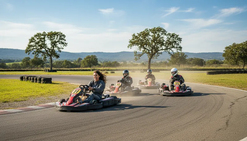 Illustration of karting: Racing go-karts for fun or competition.