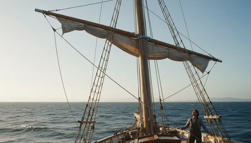 Illustration of mast: A tall vertical post on a ship.