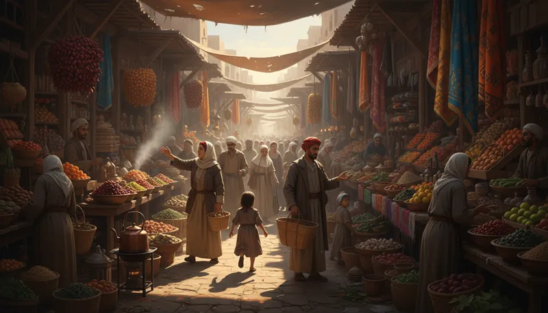 Illustration of suk: A marketplace or bazaar in Arab countries.