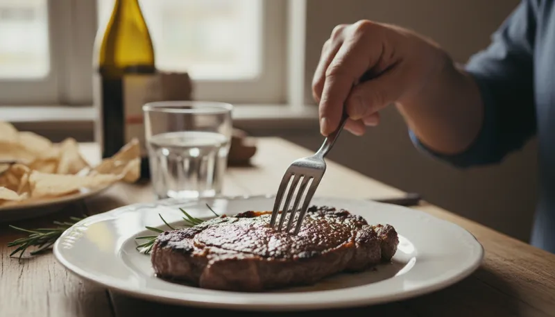 Illustration of fork: A tool with prongs for eating.