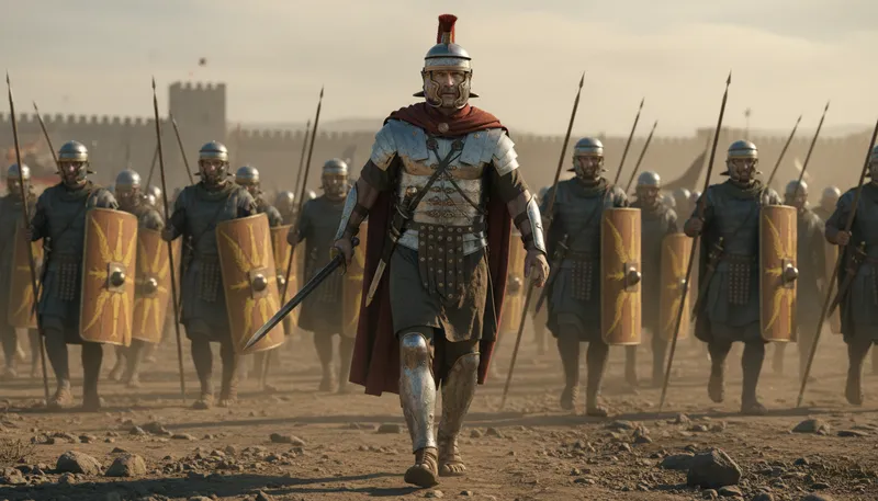 Illustration of centurion: A commander of a hundred soldiers in ancient Rome.