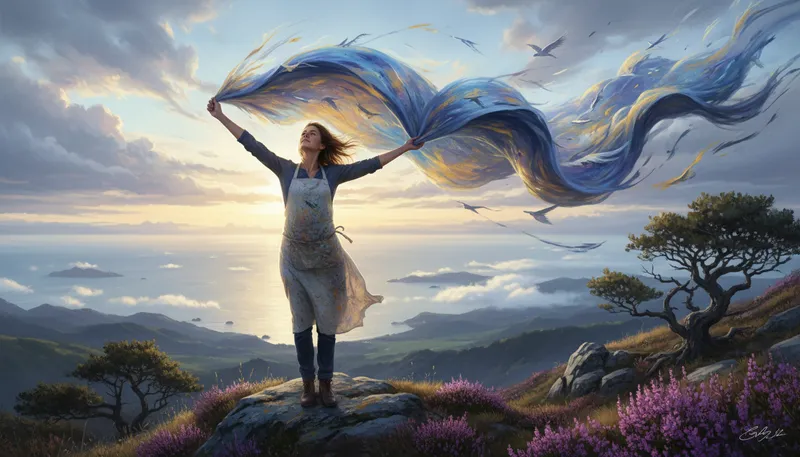 Illustration of transcendence: The state of going beyond limits.