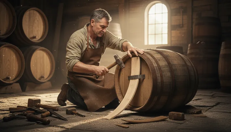 Illustration of stave: a wooden slat used in barrels
