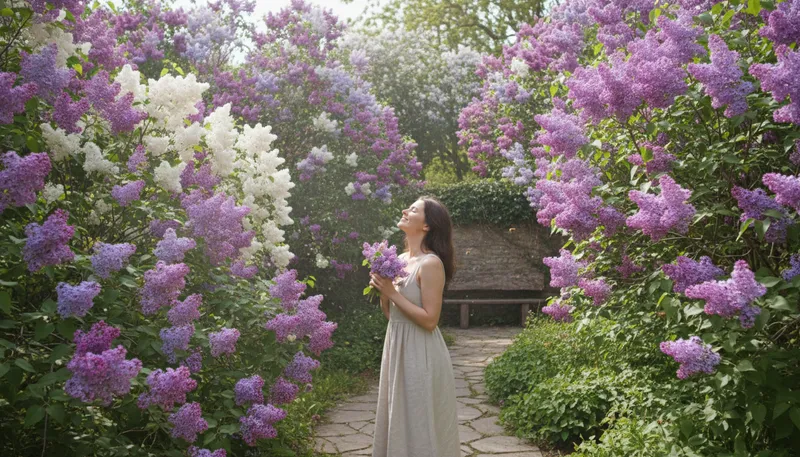 Illustration of lilac: A light purple color or flowering plant.