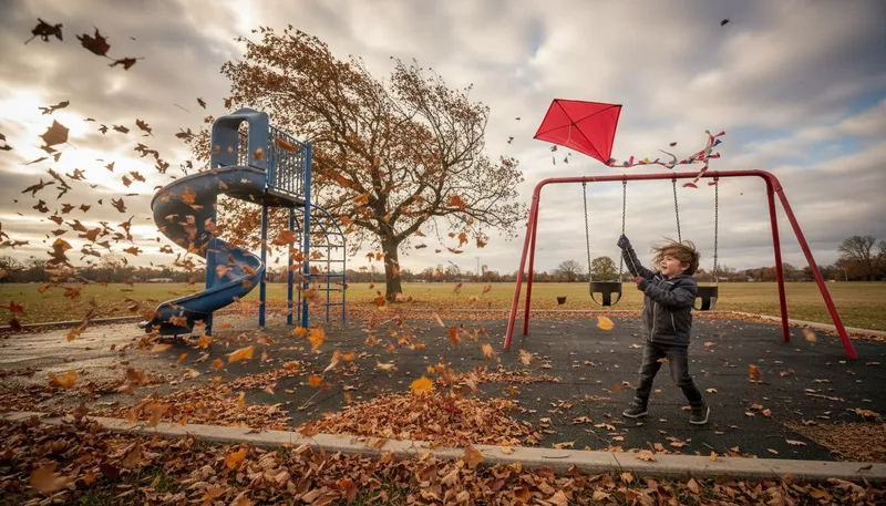 Illustration of windy: characterized by strong or gusty winds