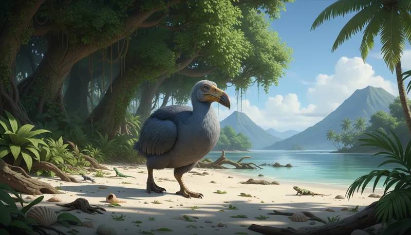 Illustration of dodo: An extinct flightless bird.