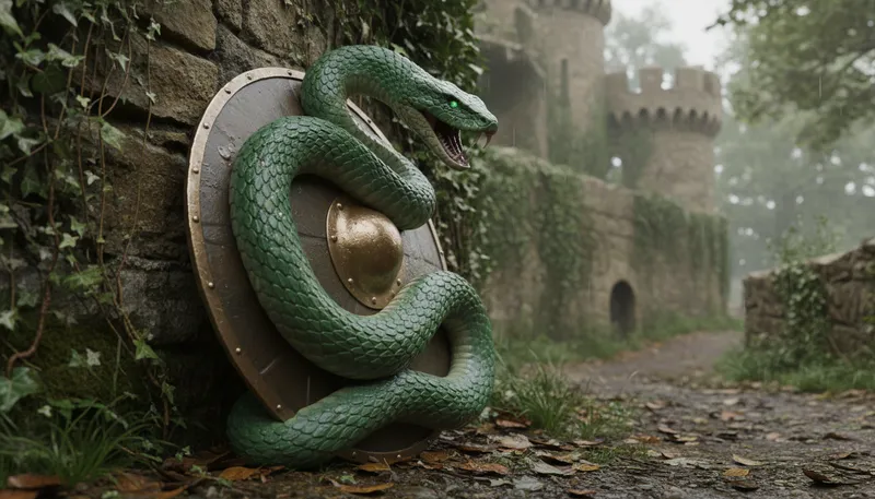 Illustration of slytherin: A house in the Harry Potter series.