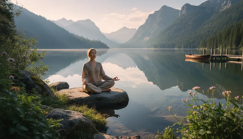 Illustration of meditate: To engage in focused thought or contemplation.